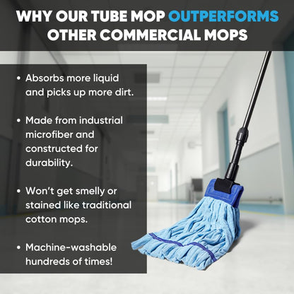 Microfiber Mop Head Replacement, Commercial Looped End, 18 oz Large, Blue - color: Blue