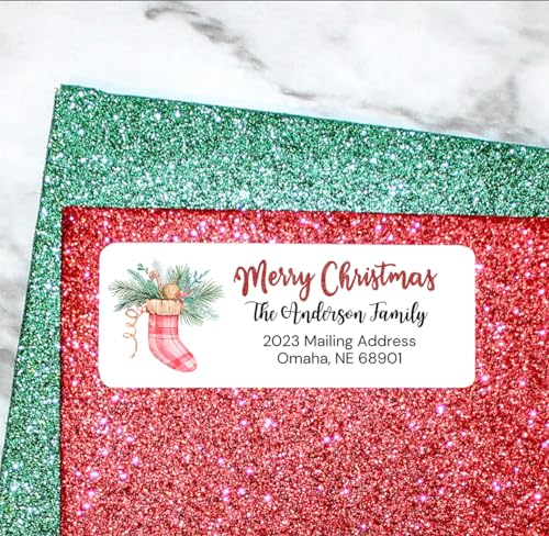 Sunshine Stickers Custom Christmas Return Address Labels-Personalized Holiday Return Address Labels, Set of 120 Self Adhesive Mailing Rectangle Personalized Name Stickers for Envelopes (Pattern 11) - style: Pattern 11