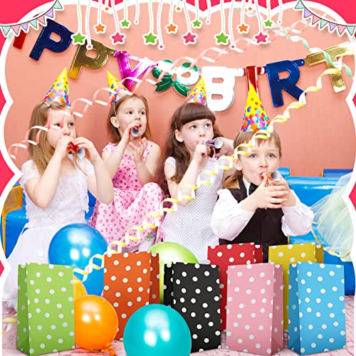 Zhehao 120 Pcs Party Favor Bags, 12 Colors Polka Dot Paper Bags for Kids