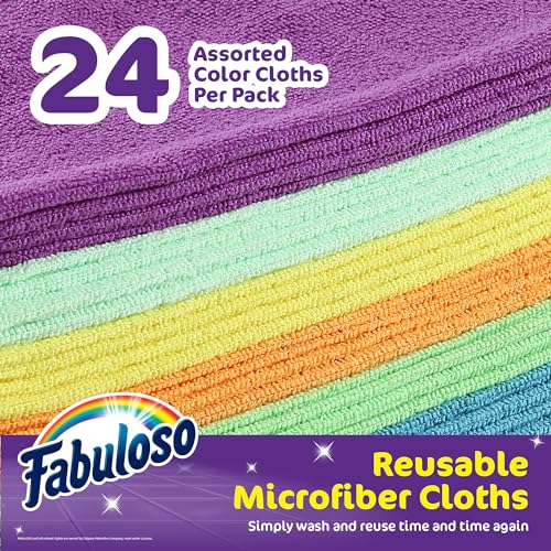 Fabuloso Microfiber Cleaning Cloths, Rainbow, 13x13 in, 24 Count - color: Rainbow, size: 24 Count (Pack of 1)