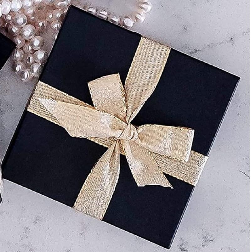 RJ Displays 16 Pack Cotton Filled Matte Black Color Paper Cardboard Jewelry Necklace Bracelets Watch Brooches Gift Packaging and Retail Display Boxes Size- 3.5 X 3.5 X 1 Inch
