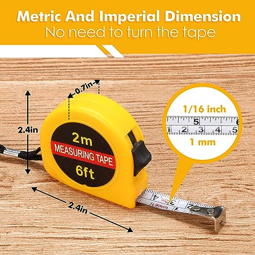 Copkim 50 Pcs 6 ft Mini Tape Measure Retractable Bulk,Yellow - color: Yellow