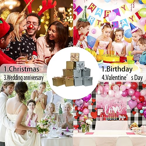 Gift Box with Lid & Ribbon for present,12pcs, 4"×4"×4" - color: Gold & Silver, size: 4 x 4 x 4 Inch