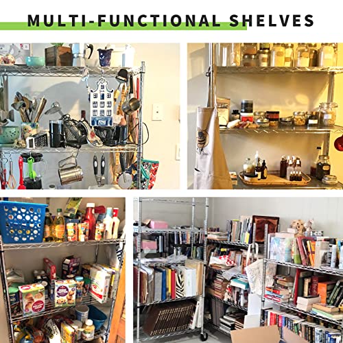 3 Tier Wire Shelving Unit with Wheels, 23 x 13 x 32 Metal Rack - color: Chrome, size: 13"D x 23"W x 31.3"H