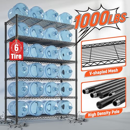 REIBII 6 Tier Metal Shelving, Space Saving & Shelf Adjustable for Kitchen - size: 【6 Tier】75"H X 35"W X 14"D