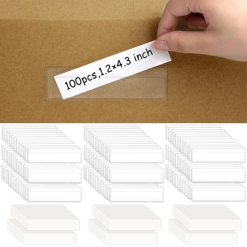 100 Pieces Label Holders Adhesive Shelf Tag with Blank Index Card