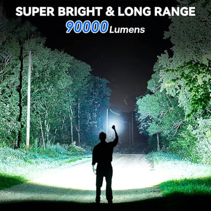 Flashlight Rechargeable 99,000 High Lumen - 7 Modes LED Flash Light with COB, Powerful Handheld Flashlight for Home, Camping(2 Pack)