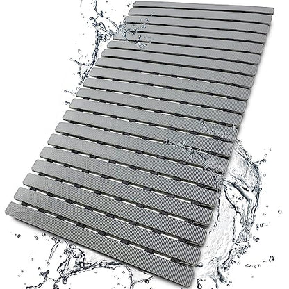 BEMISO Shower Mat Non Slip Bathtub Mat 27.5 x 15.7 Inch Bath Mat for Tub - color: Gray, size: 27.5 x 15.7 inches