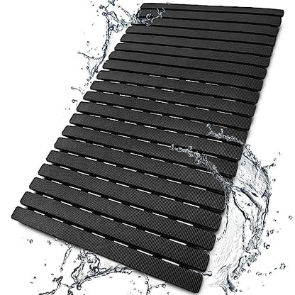 BEMISO Shower Mat Non Slip Bathtub Mat 27.5 x 15.7 Inch Bath Mat for Tub - color: Black, size: 27.5 x 15.7 inches