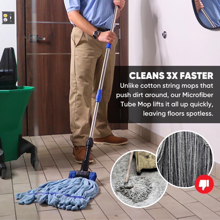 Microfiber Mop Head Replacement, Commercial Looped End, 18 oz Large, Blue - color: Blue