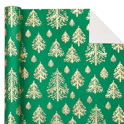 WRAPAHOLIC 3D Kraft Christmas Wrapping Paper Roll - 30 Inch x 16.5 Feet - Gold and Green Christmas Tree Wrapping Paper with Embossed Perfect for Holiday, Party Celebration - color: Christmas Tree - Green & Gold, size: 30 inch x 16.5 feet