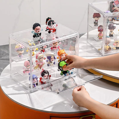 BOHOIDEE 3 Tiers Clear Display Case with Lights, Acrylic Storage Organizers Box with Magnetic Door, Acrylic Dustproof Showcase for Collectibles Action Figure - size: Tabletop Medium