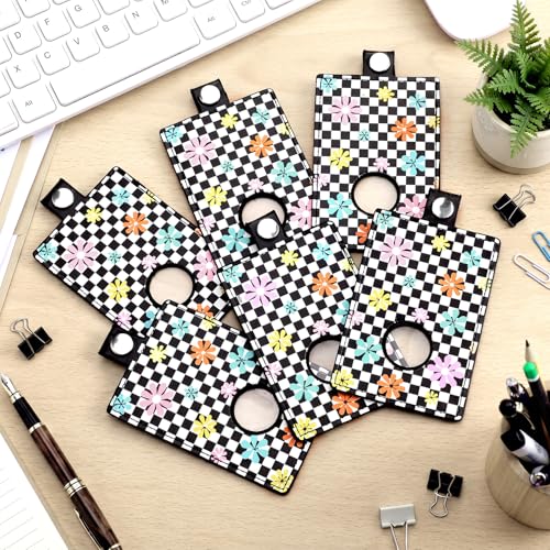 Gueevin 6 Pack Teacher Alarm ID Badge Holder, Plaid Flowers - style: Plaid Flowers