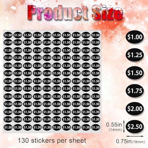 HINZIC 1560pcs Vending Machine Price Labels, 12 Sheets, Black