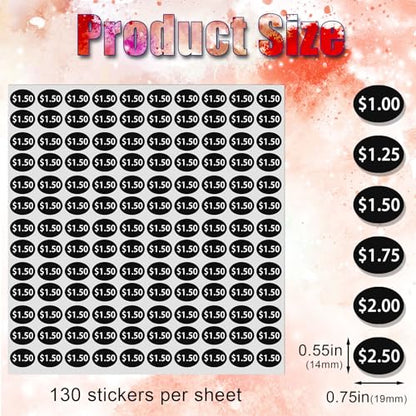 HINZIC 1560pcs Vending Machine Price Labels, 12 Sheets, Black