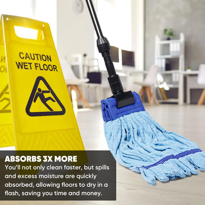 Microfiber Mop Head Replacement, Commercial Looped End, 18 oz Large, Blue - color: Blue