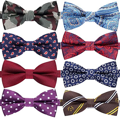 AUSKY 8 PACKS Elegant Adjustable Pre-tied Bow Ties for Men Boys (1&4&5&6&8 Pack for option) - color: M