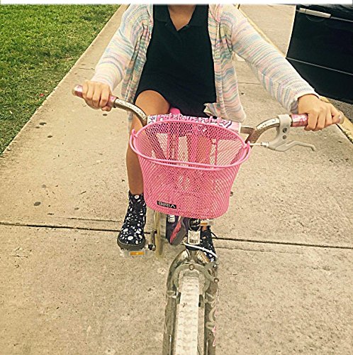 Basket with Hooks, Front, Removable, Wire mesh Small, Kids Bicycle Basket - color: Red