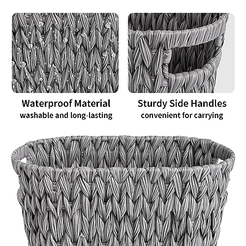 GRANNY SAYS Bathroom Trash Can, Wicker Waste Basket for Bathroom, Gray - color: Gray, size: Rectangular - 13"L x 7½"W x 12¼"H