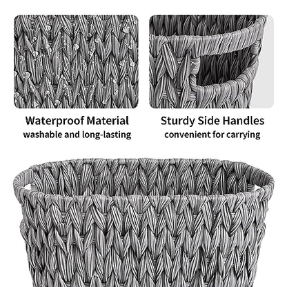 GRANNY SAYS Bathroom Trash Can, Wicker Waste Basket for Bathroom, Gray - color: Gray, size: Rectangular - 13"L x 7½"W x 12¼"H