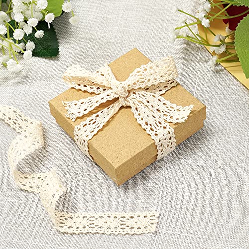 Cardboard Jewelry Boxes 10 Pack - 3.5"x3.5"x1" Bulk Cotton Filled Small Gift Boxes with Lids for Jewelry Packaging (Kraft) - color: Kraft