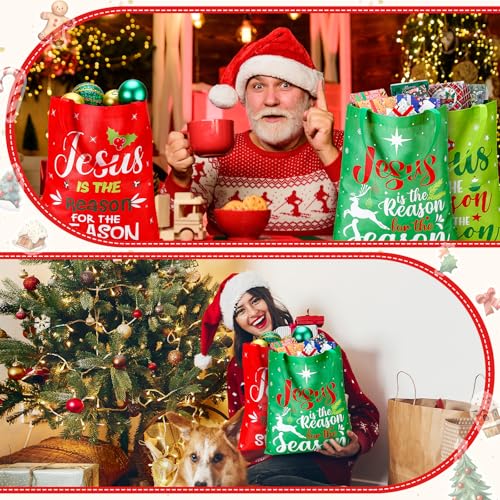 Hosuly 15 Pcs Extra Large Christmas Gift Bag 15 x 17 in Non Woven Xmas Tote - style: Jesus is the Reason