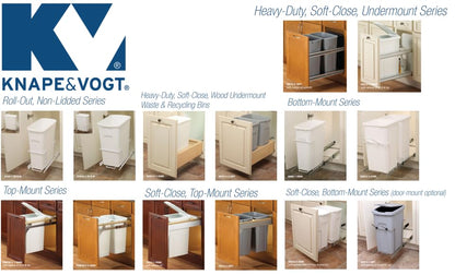 Knape & Vogt in-Cabinet Pull Out Trash Can, 20-Qt., Bottom-Mount Cabinet Installation, Requires Min 8-in Opening, 20.5 in x 8.5 in x 17.5 in, RS-PSW9-1-20-P, Platinum - color: Platinum
