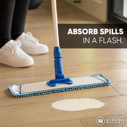 18" Dry & Wet Mucho Mop Pads - Replacement Flat Mop Heads Compatible with All 18" Microfiber Flat Mops - Reusable & Washable Microfiber Pads, 2 Pack - size: 18" Pad