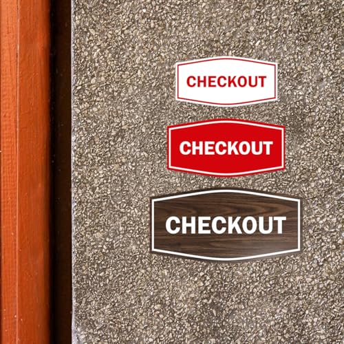 Signs ByLITA Fancy Checkout Sign | Durable Plastic | Vibrant Colors | Powerful Foam Tape (White) - Small - color: White, size: 3 x 6" - Small (1 Pack)