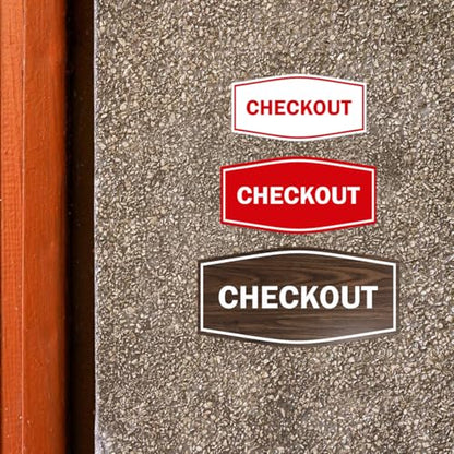 Signs ByLITA Fancy Checkout Sign | Durable Plastic | Vibrant Colors | Powerful Foam Tape (Navy Blue/Gold) - Small - color: Navy Blue/Gold, size: 3 x 6" - Small (1 Pack)