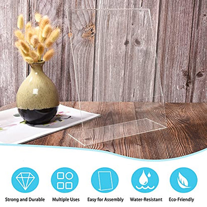 Acrylic Sign Holder 6 Pack 8.5x11 Slant Back Acrylic Stands for Display Plexiglass Clear Acrylic Display Stands for Ad Frame, Picture Photo Frames, Promotions, Restaurants, Office, Store, Home - size: Vertical 6 pack 8.5 x 11 inches