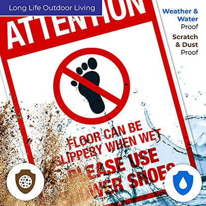 Floor Can Be Slippery When Wet Sign, - size: 18x24