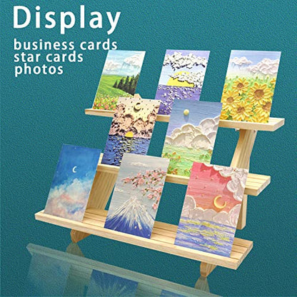 3 Tier Earring Display Stands For Selling, Retail Display Riser Earring, Ring Holder Stand, Removable Countertop Small Merchandise Display Stand, for Figures,Cupcake, Photo (Wood color) - color: Wood