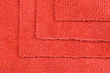CleanAide Ultrasonic-Cut 300 GSM Microfiber Cleaning Towels, Lint-Free, Scratch-Free, Highly Absorbent, Durable & Reusable with Label-Free Edges for Auto, Home & Commercial Use, 14" x 14", 12-Pack, - color: Red