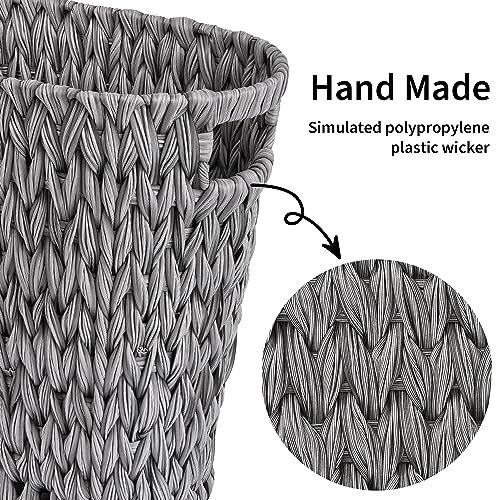 GRANNY SAYS Bathroom Trash Can, Wicker Waste Basket for Bathroom, Gray - color: Gray, size: Rectangular - 13"L x 7½"W x 12¼"H