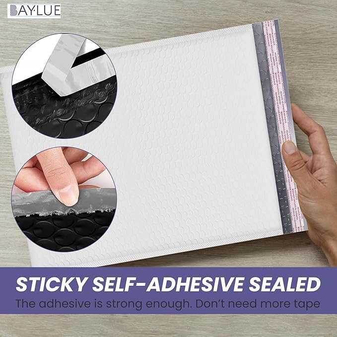 Bubble Mailers 12x15, Self Seal Poly Padded Envelopes, 100 Pack Bulk - color: White, size: 12"x15" / 100 Pack
