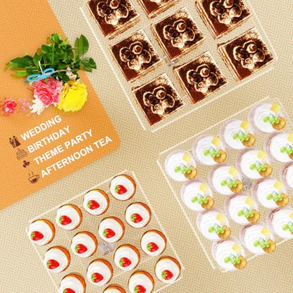 Bakzon 3 Piece Cupcake Stand, Acrylic Dessert Table Display Set, Clear Square Serving Trays for Birthday, Wedding, Baby Shower