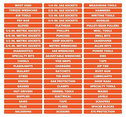 Toolbox Organizational Magnetic Rounded Labels Ultimate Set by DCM Solutions (Burnt Orange, 0.5" H x 4.5" W) - color: Burnt Orange, size: 0.5"H x 4.5"W