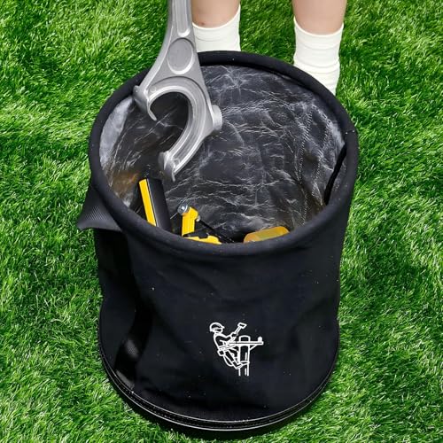 1 Pack 15" x 12" Linemen Canvas Tool Bucket Bag, Black - color: Black