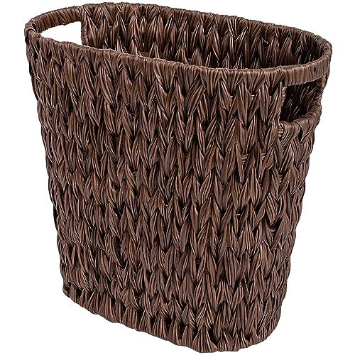 GRANNY SAYS Bedroom Trash Can, Wicker Waste Basket for Bathroom, Brown - color: Brown, size: Rectangular - 13"L x 7½"W x 12¼"H