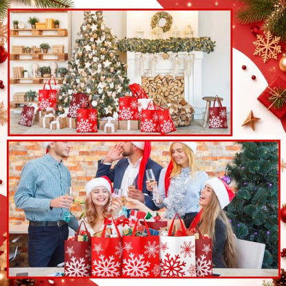 Hosuly 15 Pcs Large Christmas Snowflake Gift Bags 15 x 17 Inch Winter Wonderland Tote Reusable Frozen Jumbo Bags with Handle for Winter Party Favor Supply - style: Christmas Snowflake