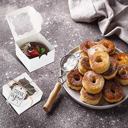 KPOSIYA 10pcs Small Cookie Boxes with Window, 4x4x2.5 White Bakery Box - color: White, size: 10