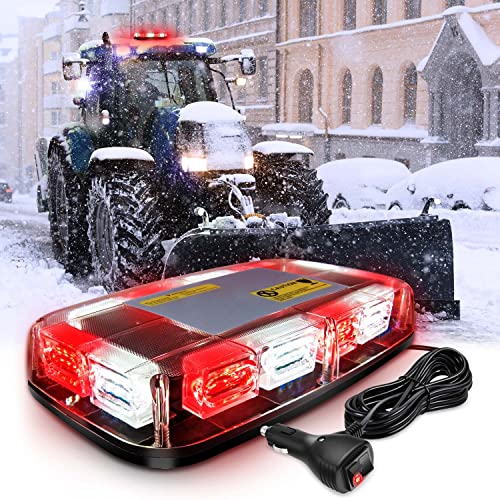 Nilight 12 Inch Roof Top Strobe Lights, 48LED Hazard Light Emergency Safety Warning LED Flashing Light Bar Magnetic Mount, 12V-24V Cars Trucks Tractors Snow Plows Construction - color: Red Mix White