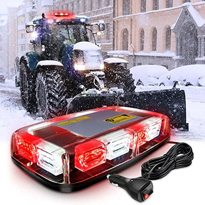 Nilight 12 Inch Roof Top Strobe Lights, 48LED Hazard Light Emergency Safety Warning LED Flashing Light Bar Magnetic Mount, 12V-24V Cars Trucks Tractors Snow Plows Construction - color: Red Mix White