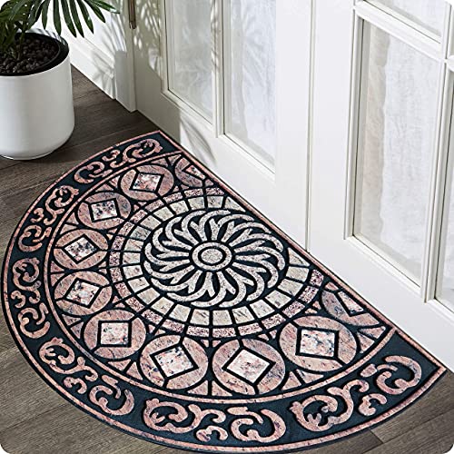 ubdyo Front Door Mat Outside Entrance - Brown, 23" x 36" - color: XL Brown Round