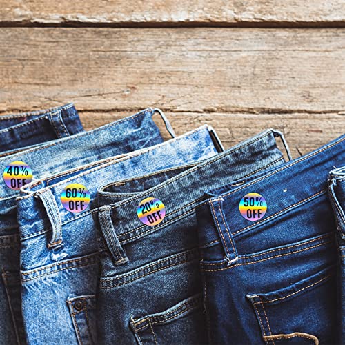 Tenare 6 Rolls/3000 Pcs Percent Off Sticker 10 to 60 Percent, Bright Style - style: Bright Style