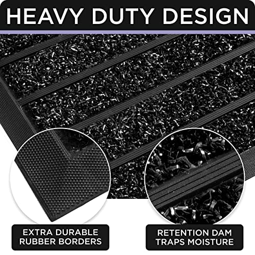 ubdyo Extra Durable Door Mat Outside Entrance (30" x 17", Bright Black) - color: Bright Black, size: 30" x 17" (Rectangular)