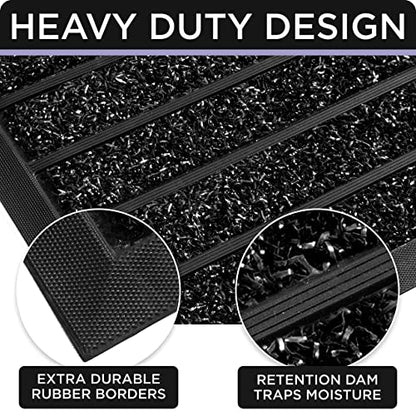 ubdyo Extra Durable Door Mat Outside Entrance (30" x 17", Bright Black) - color: Bright Black, size: 30" x 17" (Rectangular)