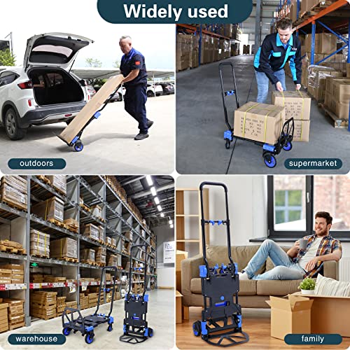 JJSMKCH 2-in-1 Hand Truck Dolly Foldable,330LB Capacity Hand Dolly - color: C-blue