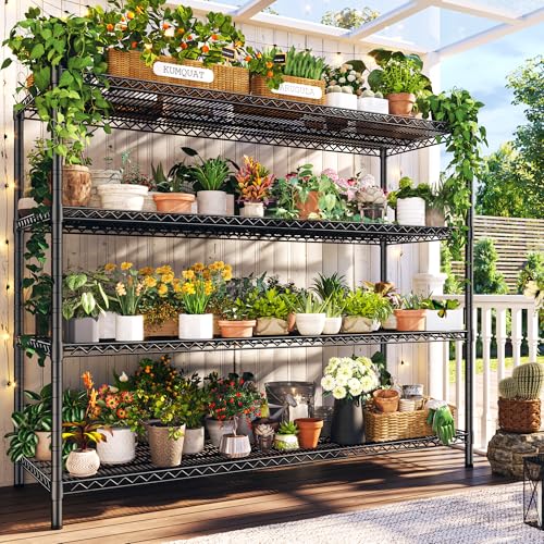 REIBII 4-Tier Heavy Duty Metal Shelving Unit，Storage Shelves with Wheels (Pack of 2) - size: 4 Tier 60" W ×24" D×65.3"H (Pack of 2)